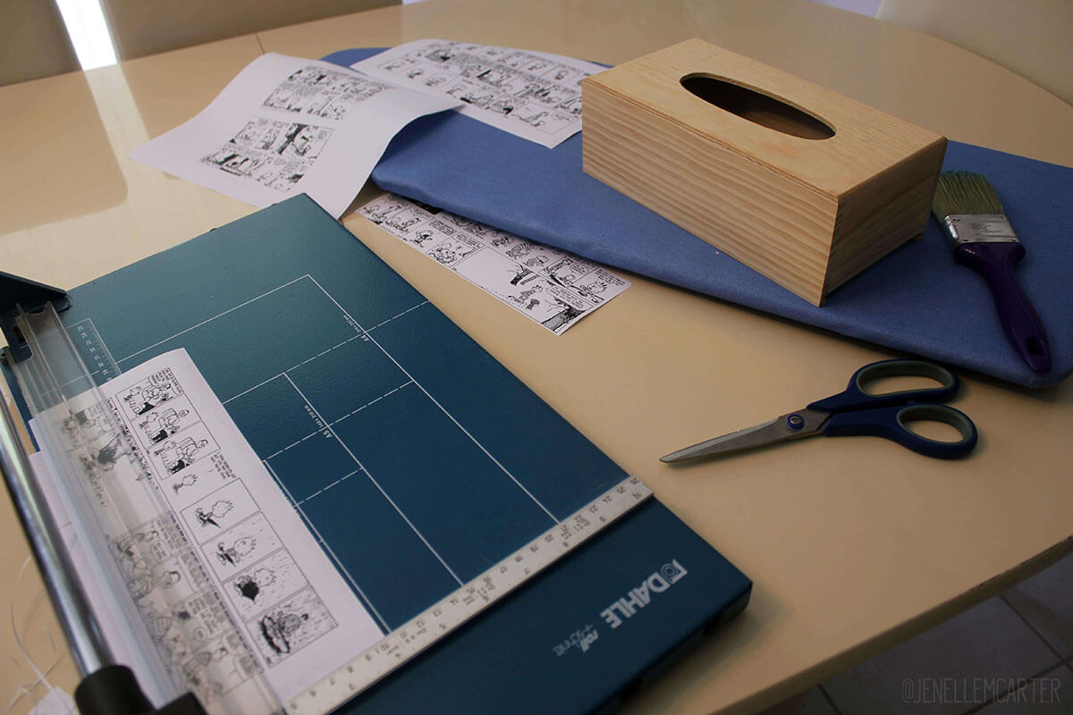 Calvin and Hobbes tissue box in the making Calvin and Hobbes tissue box in the making