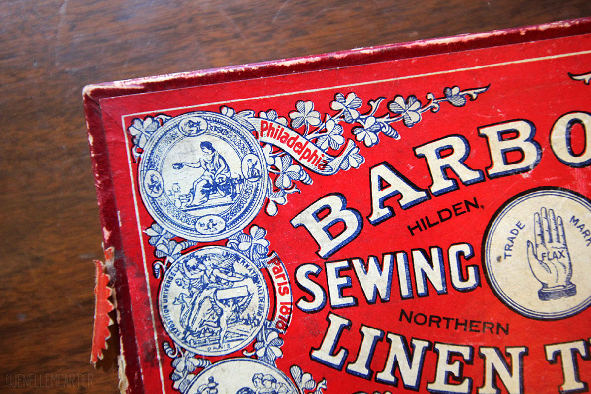 Barbour's Linen Thread Box Close Up Barbour's Linen Thread Box Close Up
