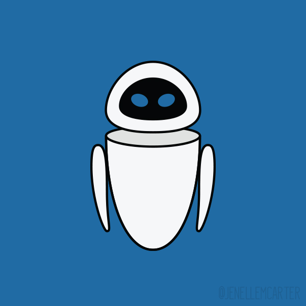 Eve illustration from Pixar's Wall•e by Jenelle Carter