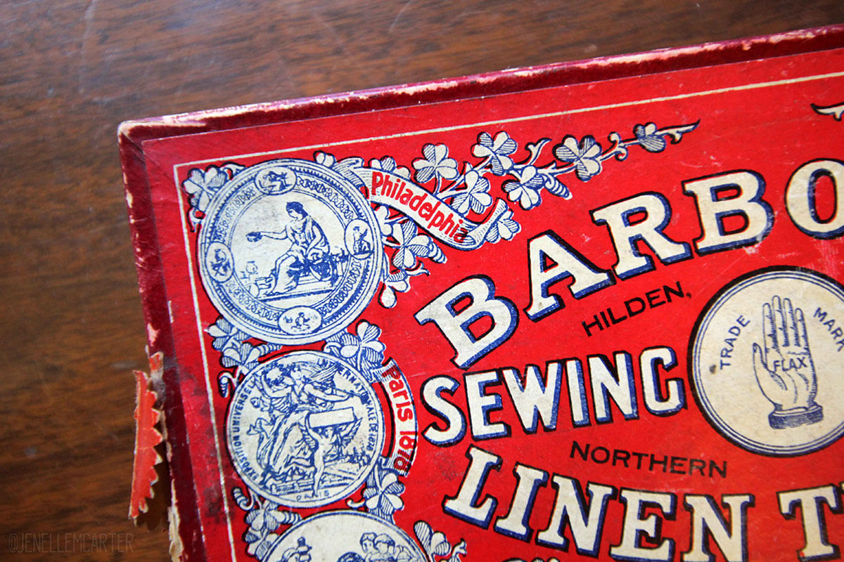 Barbour's Linen Thread Box Close Up