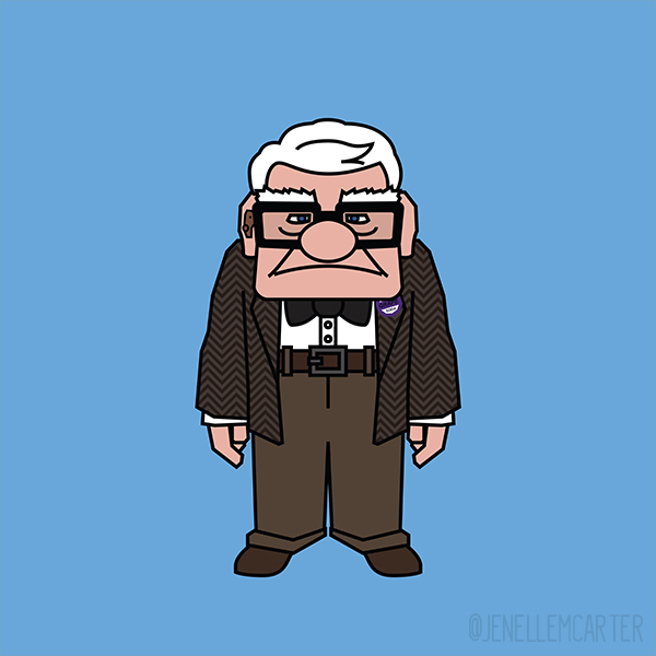 Carl Fredricksen illustration from Pixar's Up by Jenelle Carter