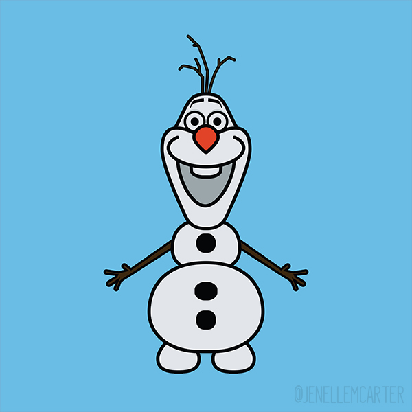 Olaf illustration from Disney's Frozen by Jenelle Carter